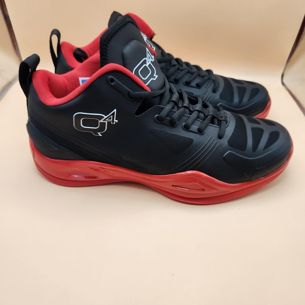 Q4 Sports Jet Black Shoes Mens Size 10 Black Red Basketball Sneakers Q4MB-004